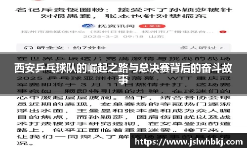 西安乒乓球队的崛起之路与总决赛背后的奋斗故事