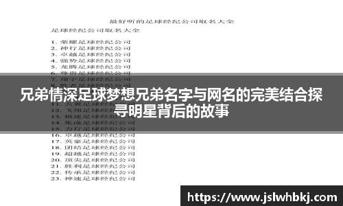 兄弟情深足球梦想兄弟名字与网名的完美结合探寻明星背后的故事